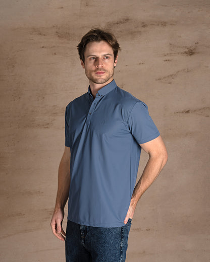 Indigo Cotton Polo Shirt Short sleeves