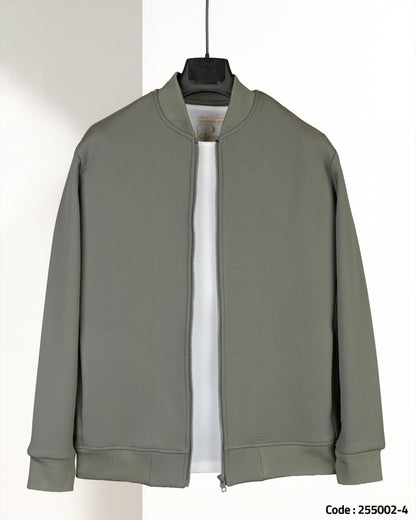 Oil Round-Neck Full-Zipper Plain Cotton Hoodie