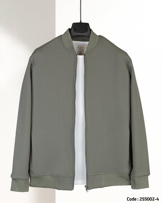 Oil Round-Neck Full-Zipper Plain Cotton Hoodie