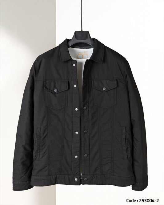 Black Casual Gabardine Jacket