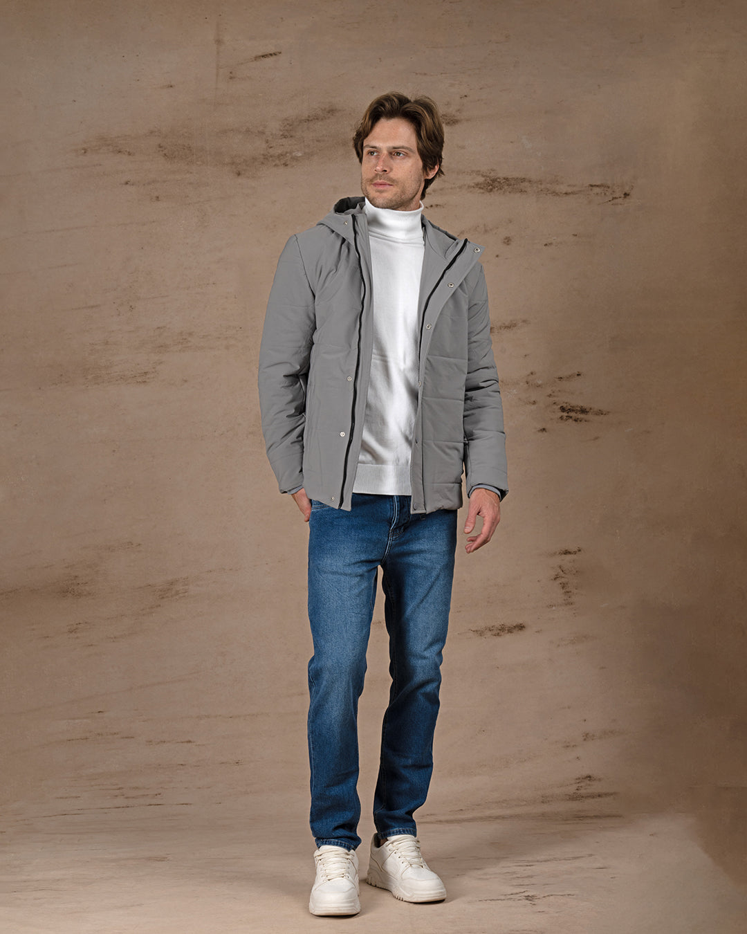 Gray Regular fit waterproof jacket