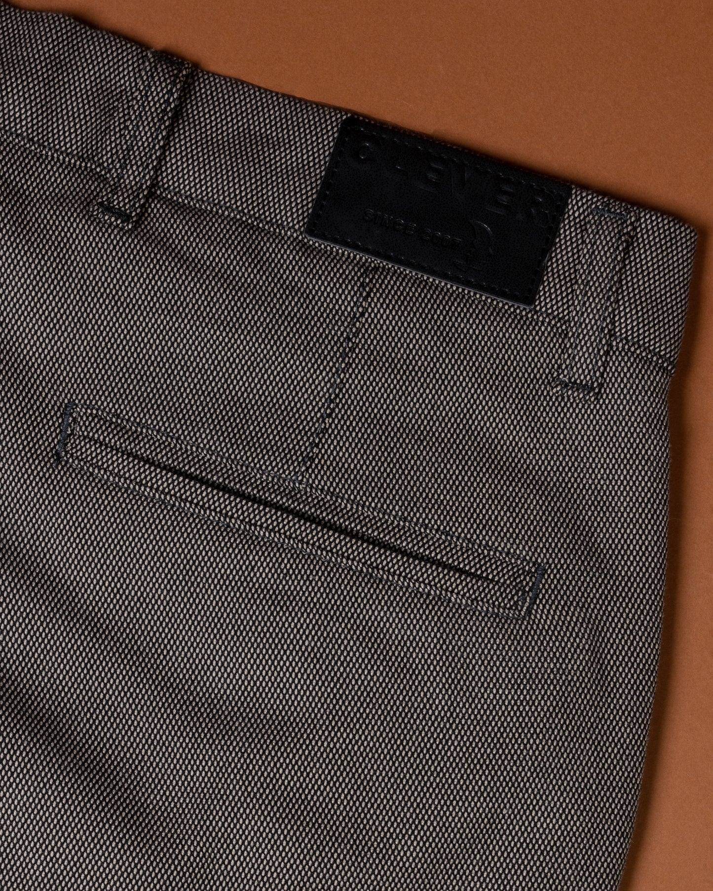 Charcoal Textured Classic Slim-Fit  Pants