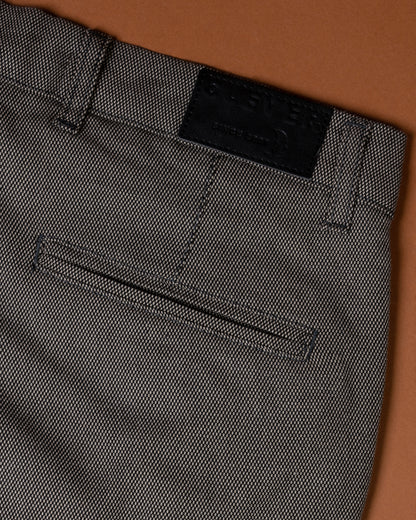 Charcoal Textured Classic Slim-Fit  Pants