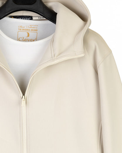 Off-White Modern Full-Zipper Plain Cotton Hoodie