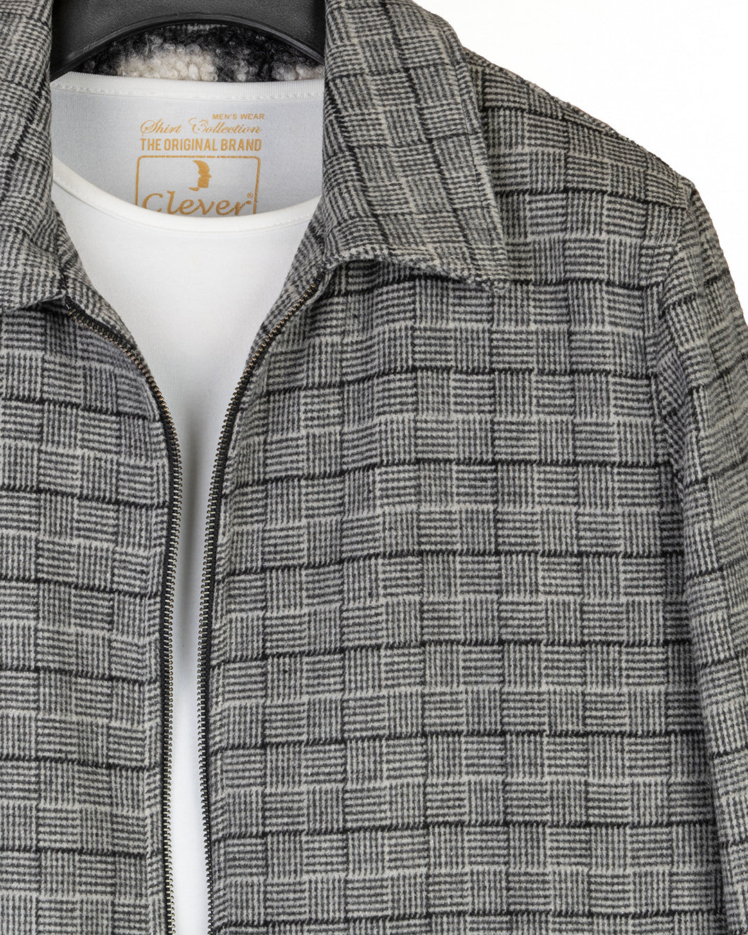 Black Classic Checkered Blend Wool Jacket