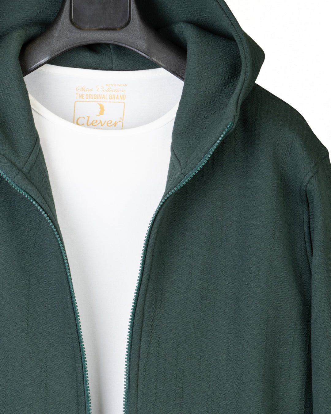 Green Full-Zipper Cotton Hoodie