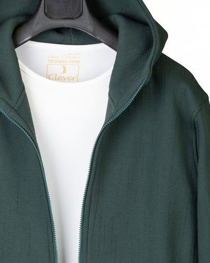 Green Full-Zipper Cotton Hoodie