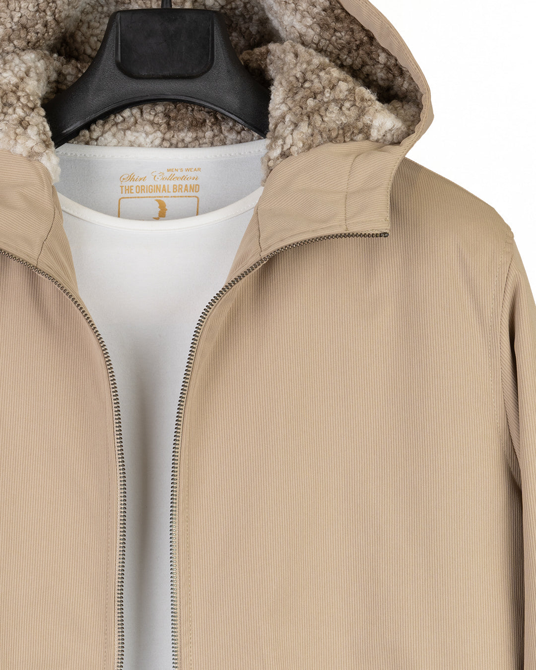 Camel Gabardine Winter Jacket with Fur Lining