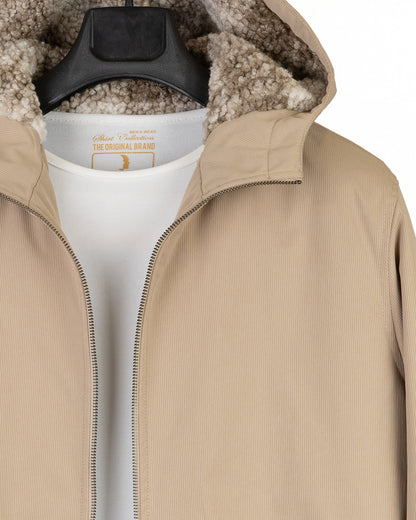 Camel Gabardine Winter Jacket with Fur Lining