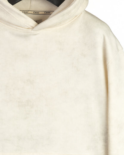 Beige Acid Wash With Defined Seam Lines Cotton Hoodie