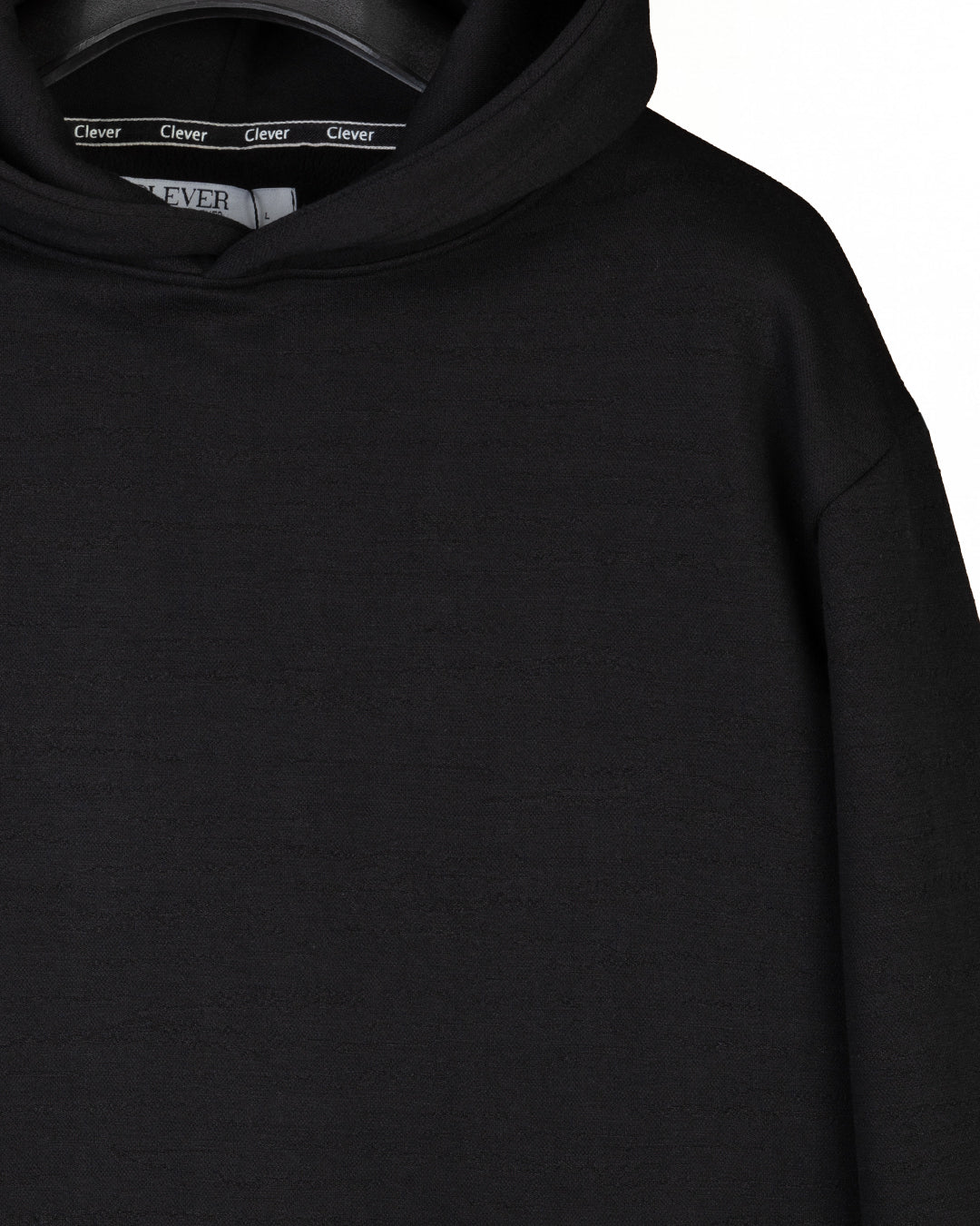 Black Knitted Cotton Hoodie