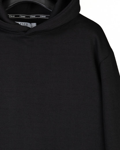 Black Knitted Cotton Hoodie