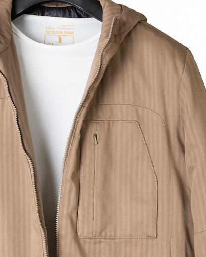 Camel Gabardine Hooded Jacket