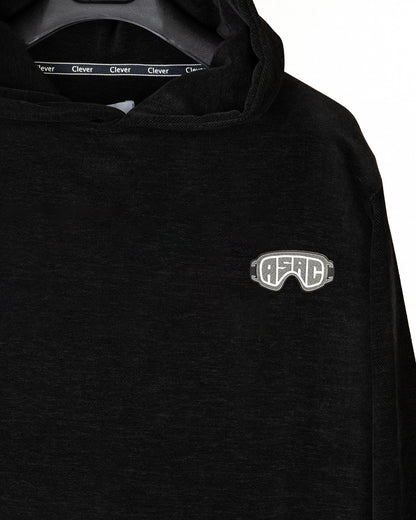 Black Plain Velvet Hoodie