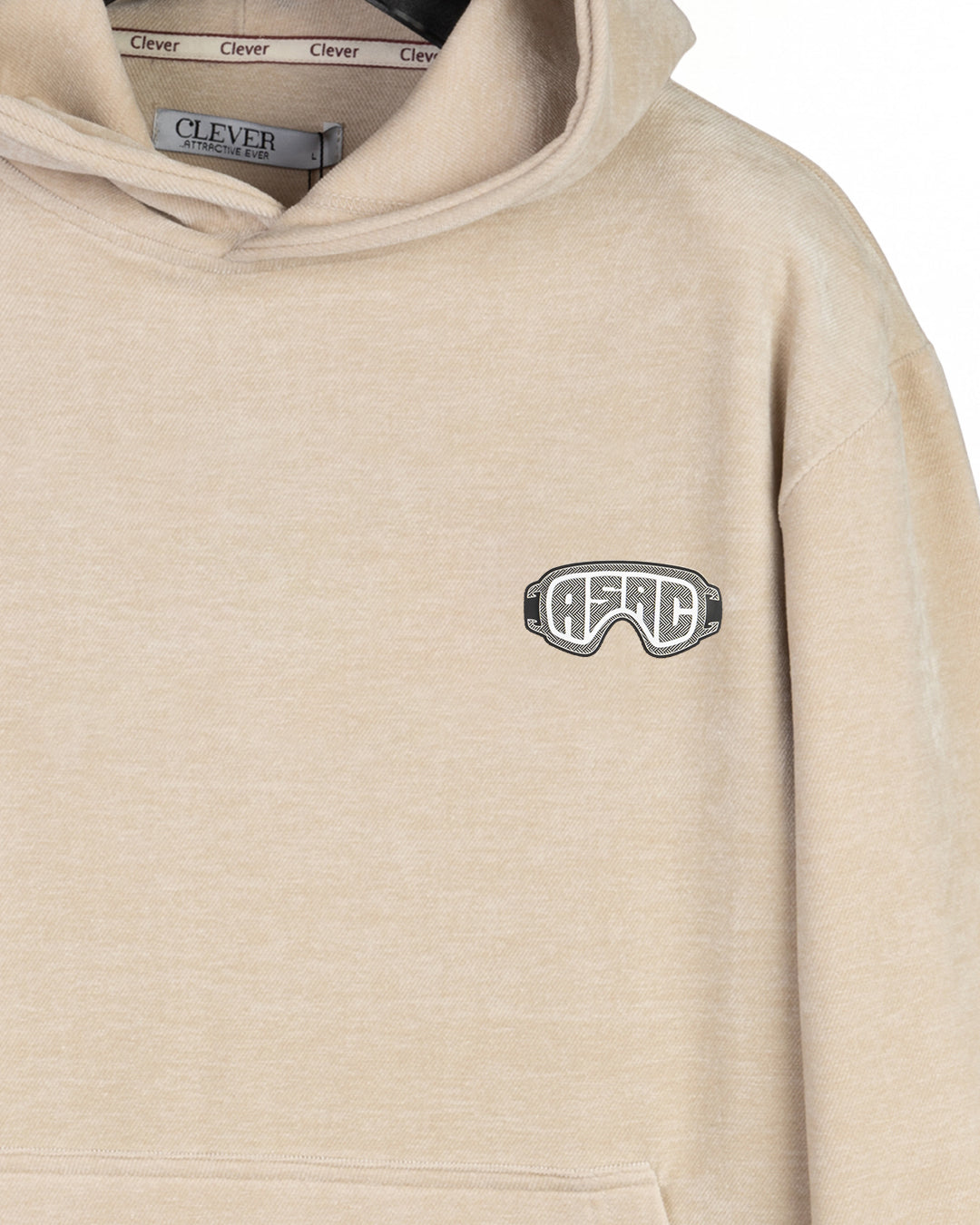 Light-Beige Plain Velvet Hoodie