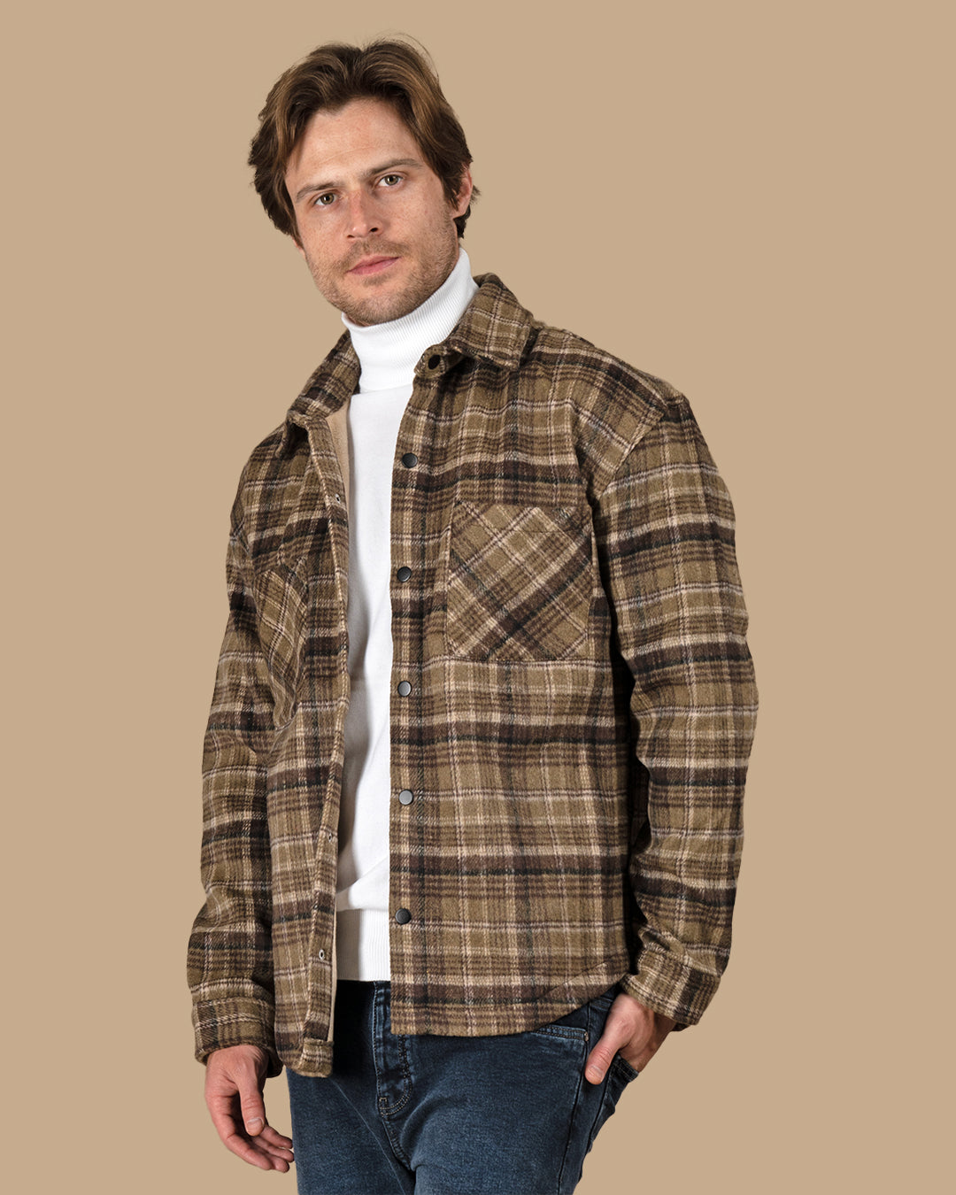 Camel Flannel checkered winter shirt