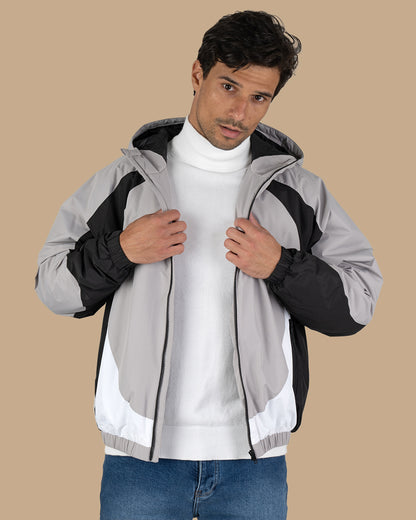 Black Color-block Sport Waterproof Jacket