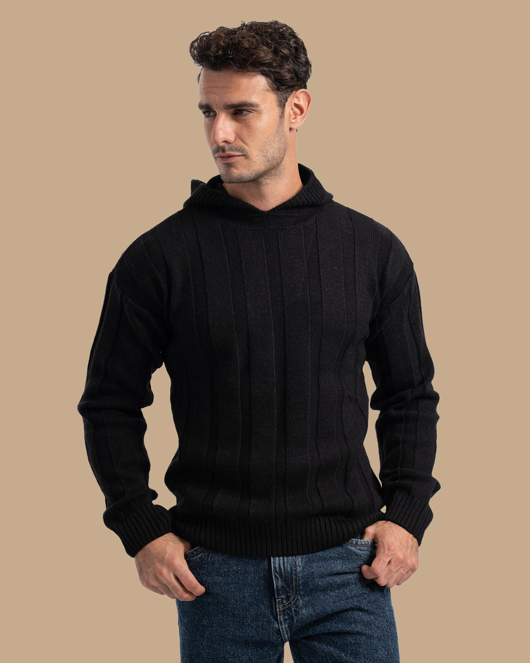 Black Knitted Tricot Pullover