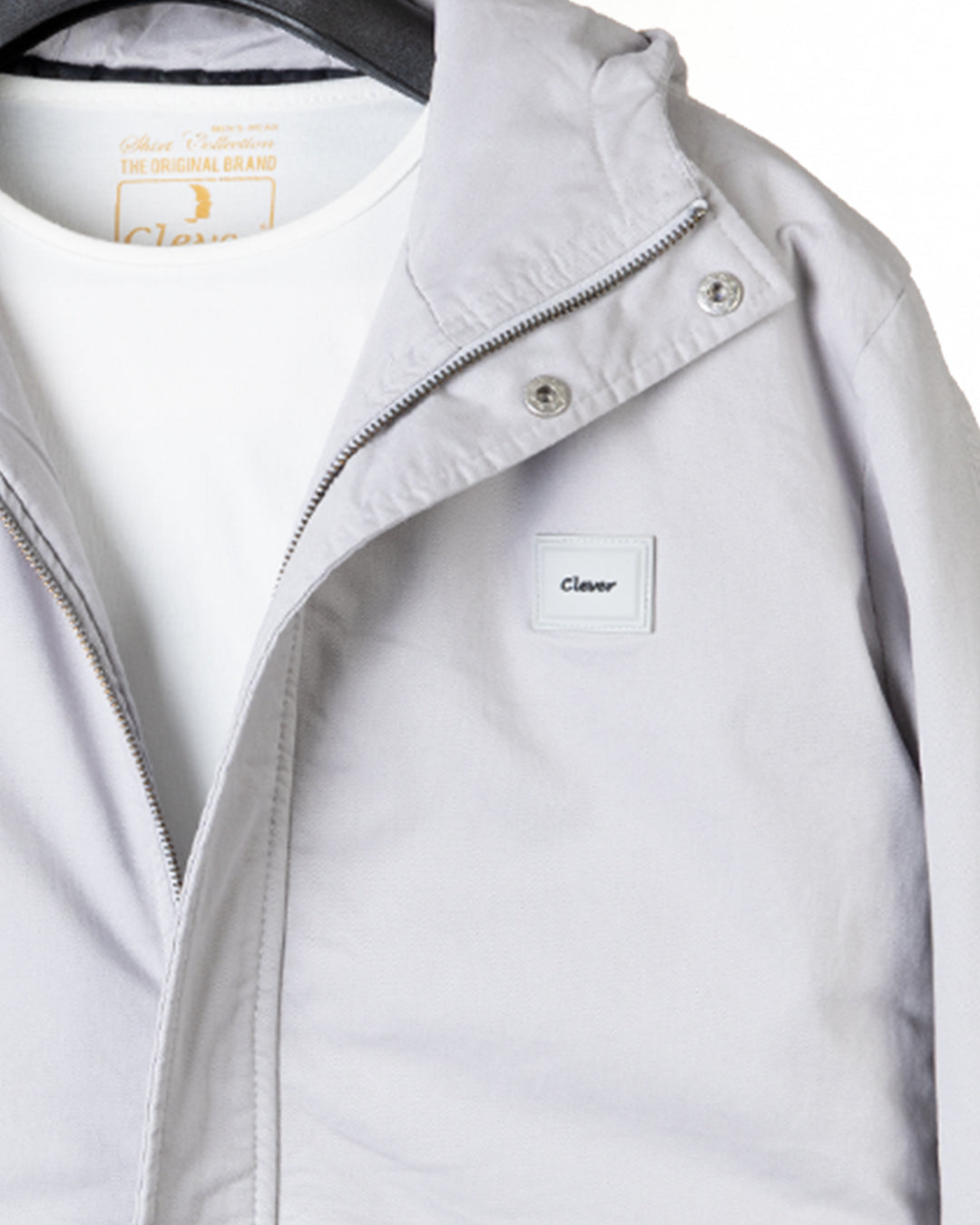 Silver Casual Hooded Gabardine Jacket