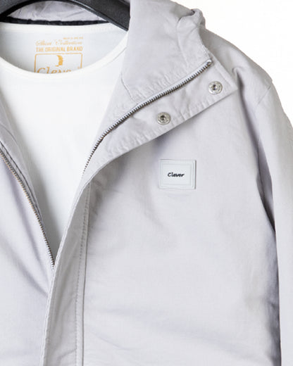 Silver Casual Hooded Gabardine Jacket