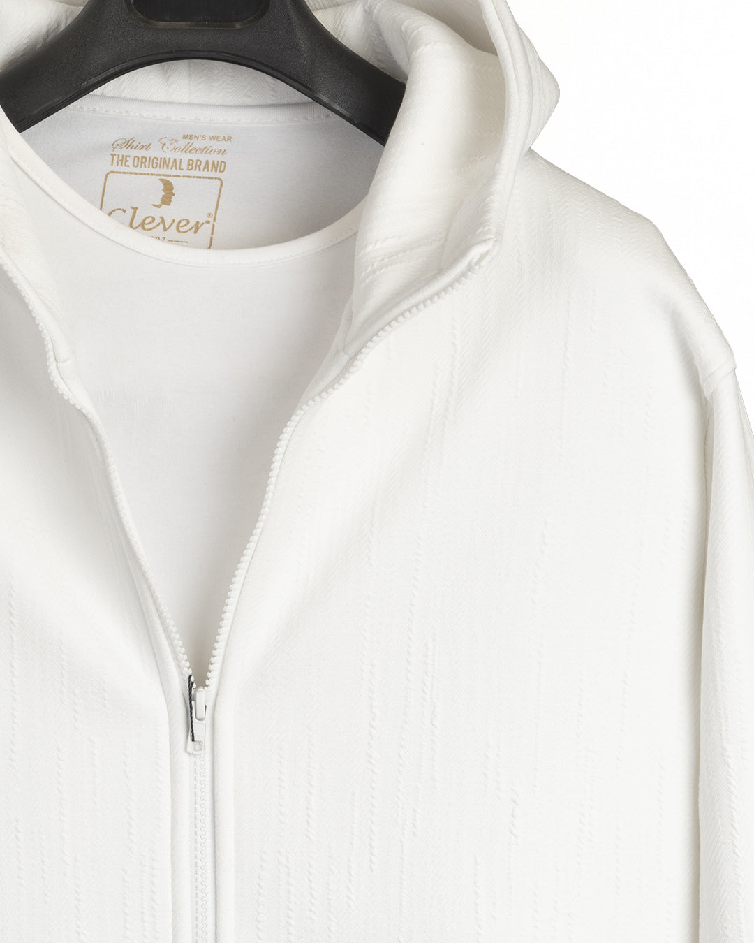 White Full-Zipper Cotton Hoodie