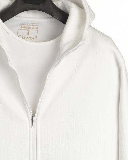 White Full-Zipper Cotton Hoodie