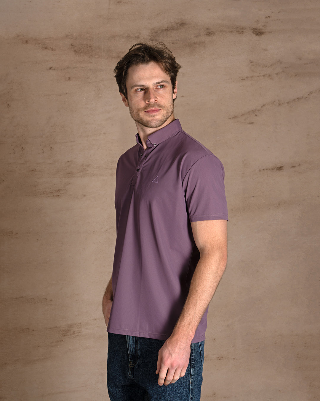 Mauve Cotton Polo Shirt Short sleeves