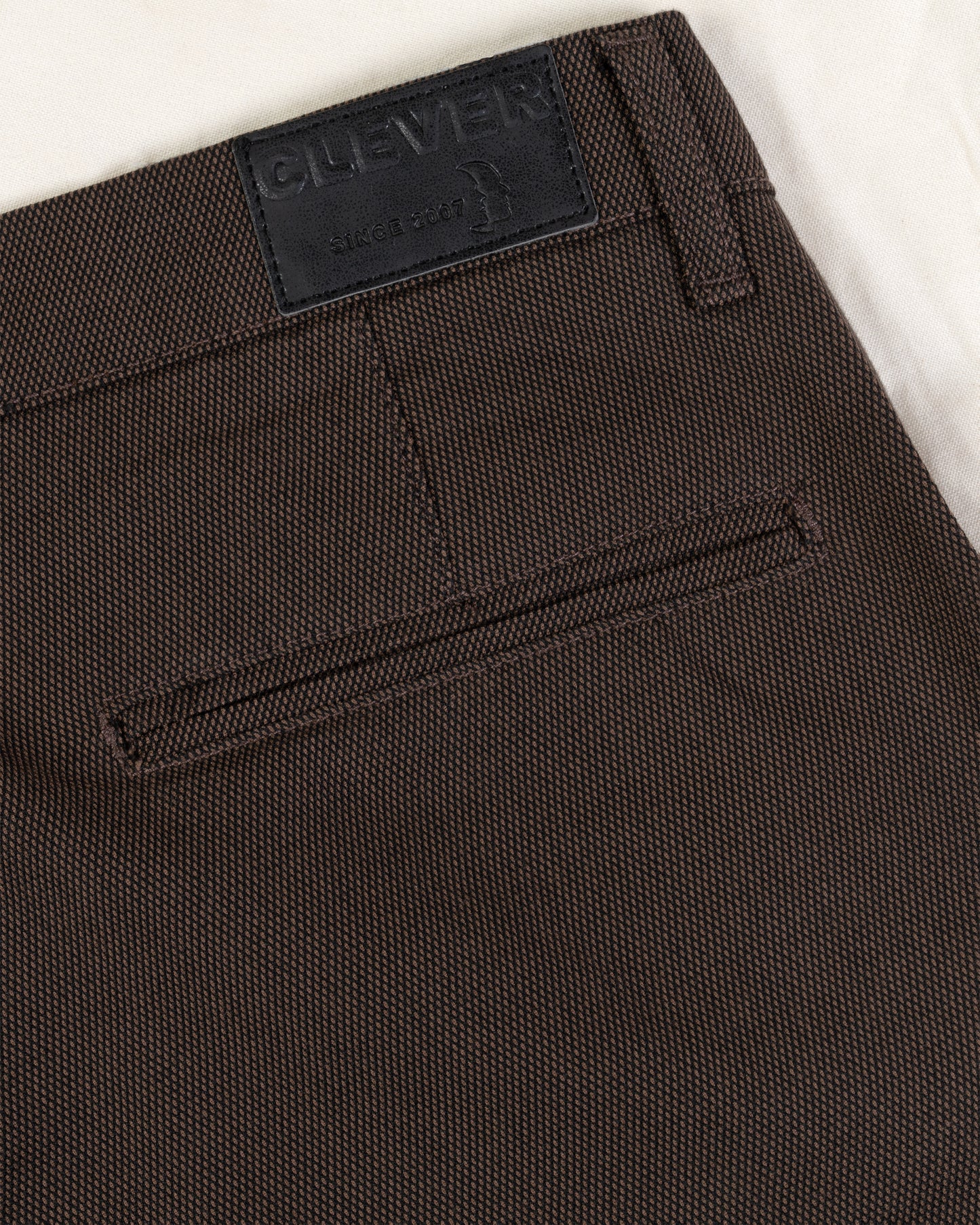 Brown Textured Classic Slim-Fit  Pants