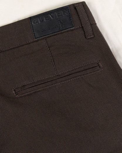 Brown Textured Classic Slim-Fit  Pants