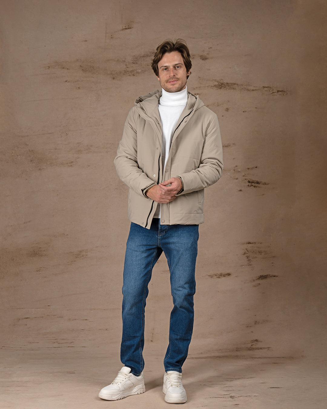 Light Beige Regular fit waterproof jacket