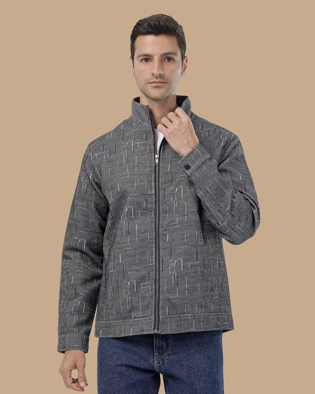 Black Textured Woven Jacket