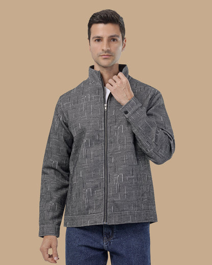 Black Textured Woven Jacket