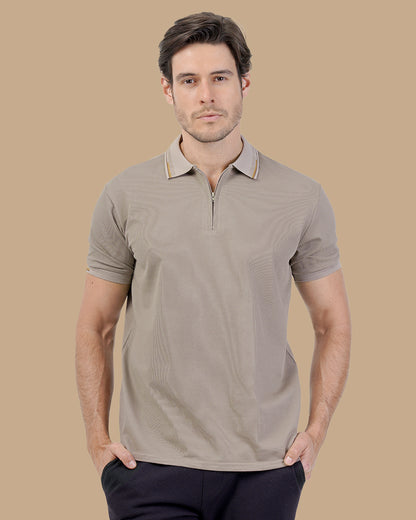 Brown Cotton Polo Shirt