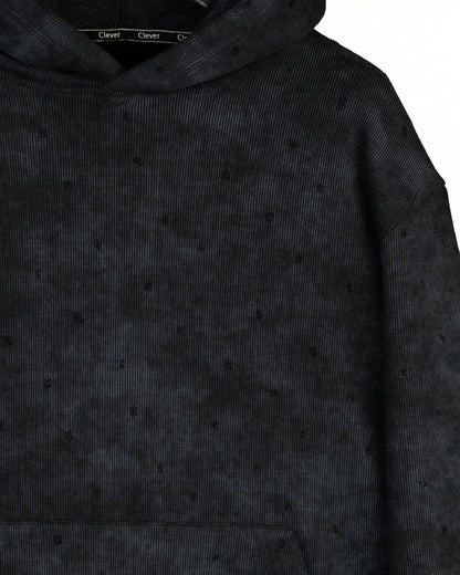 Black Acid Wash Cotton Hoodie