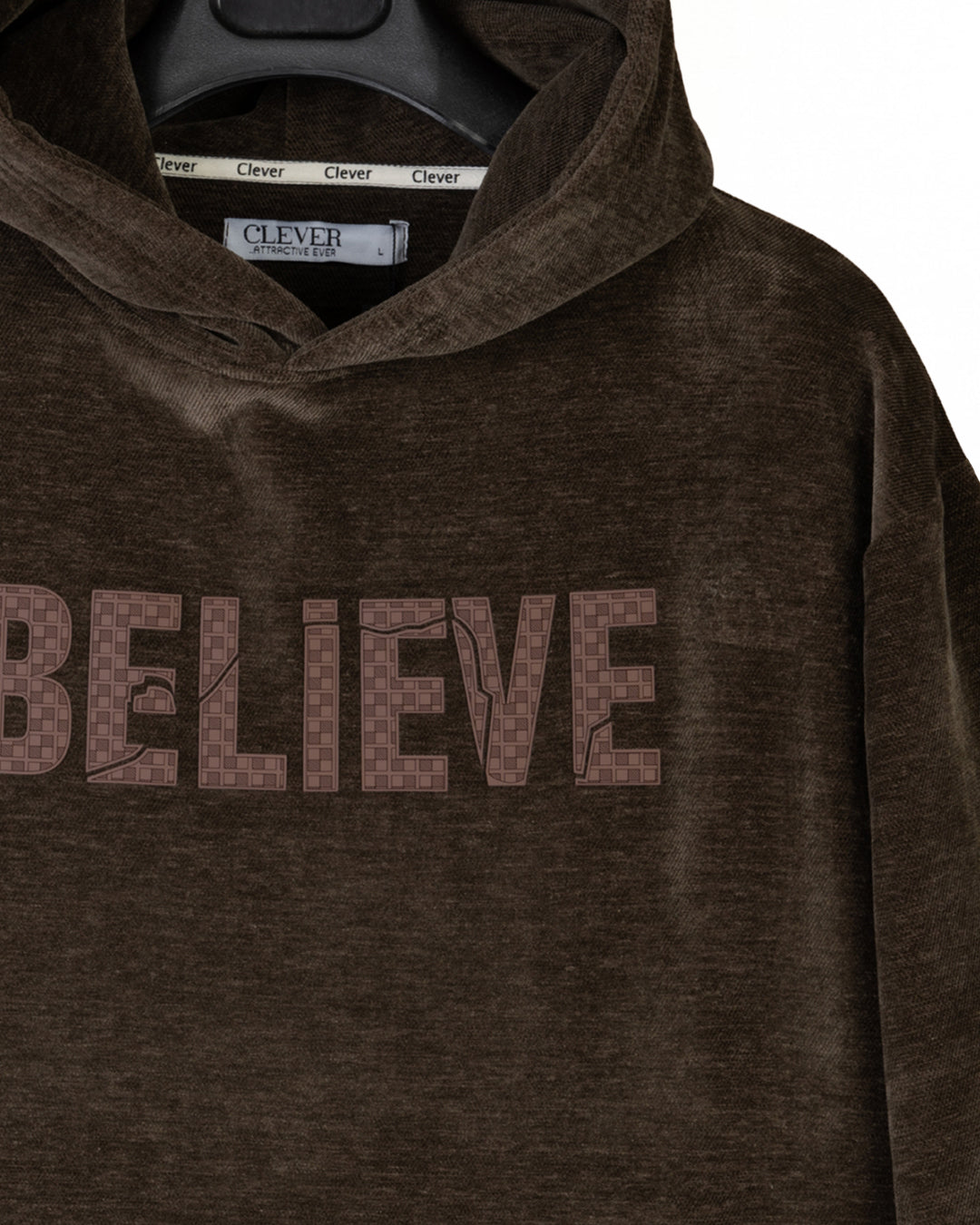 Brown Printed Velvet Hoodie