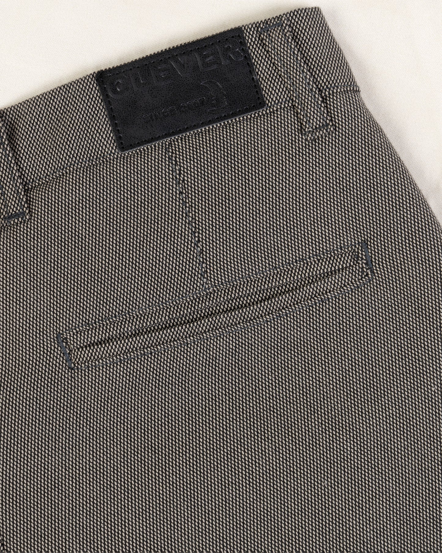 Charcoal Textured Classic Slim-Fit  Pants