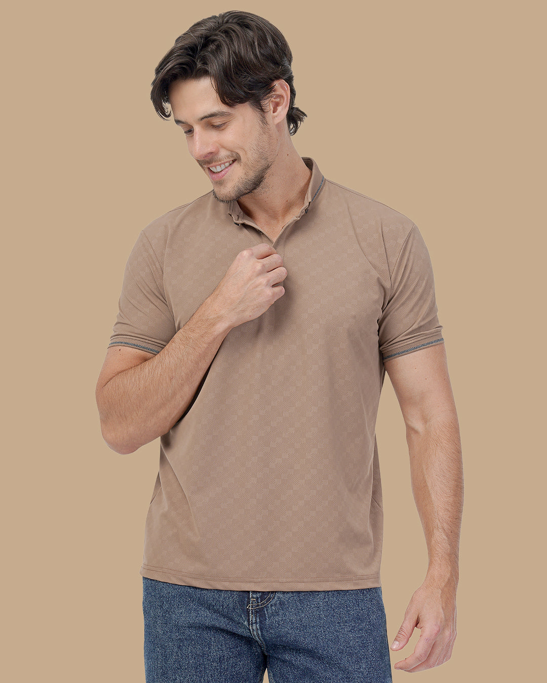 Camel Cotton Polo Shirt