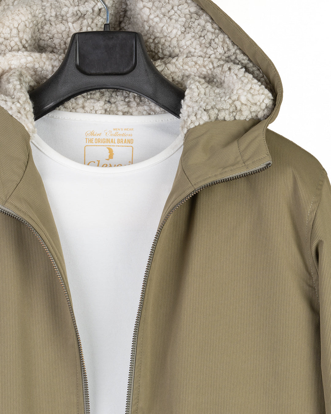 Khaki Gabardine Winter Jacket with Fur Lining