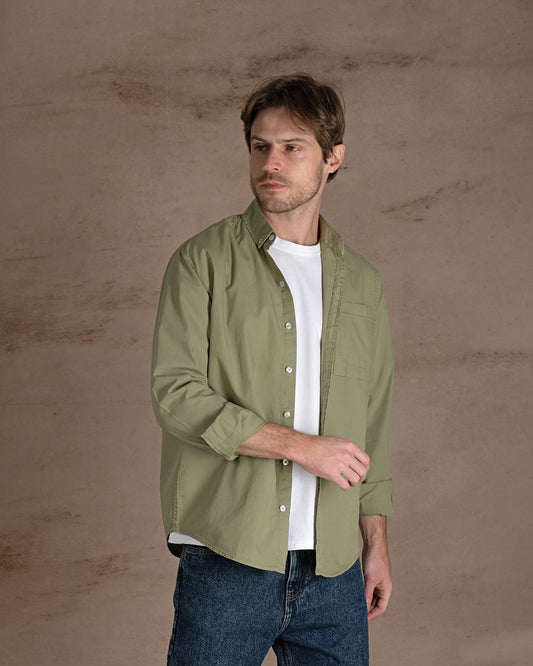 khaki striped Cotton shirt