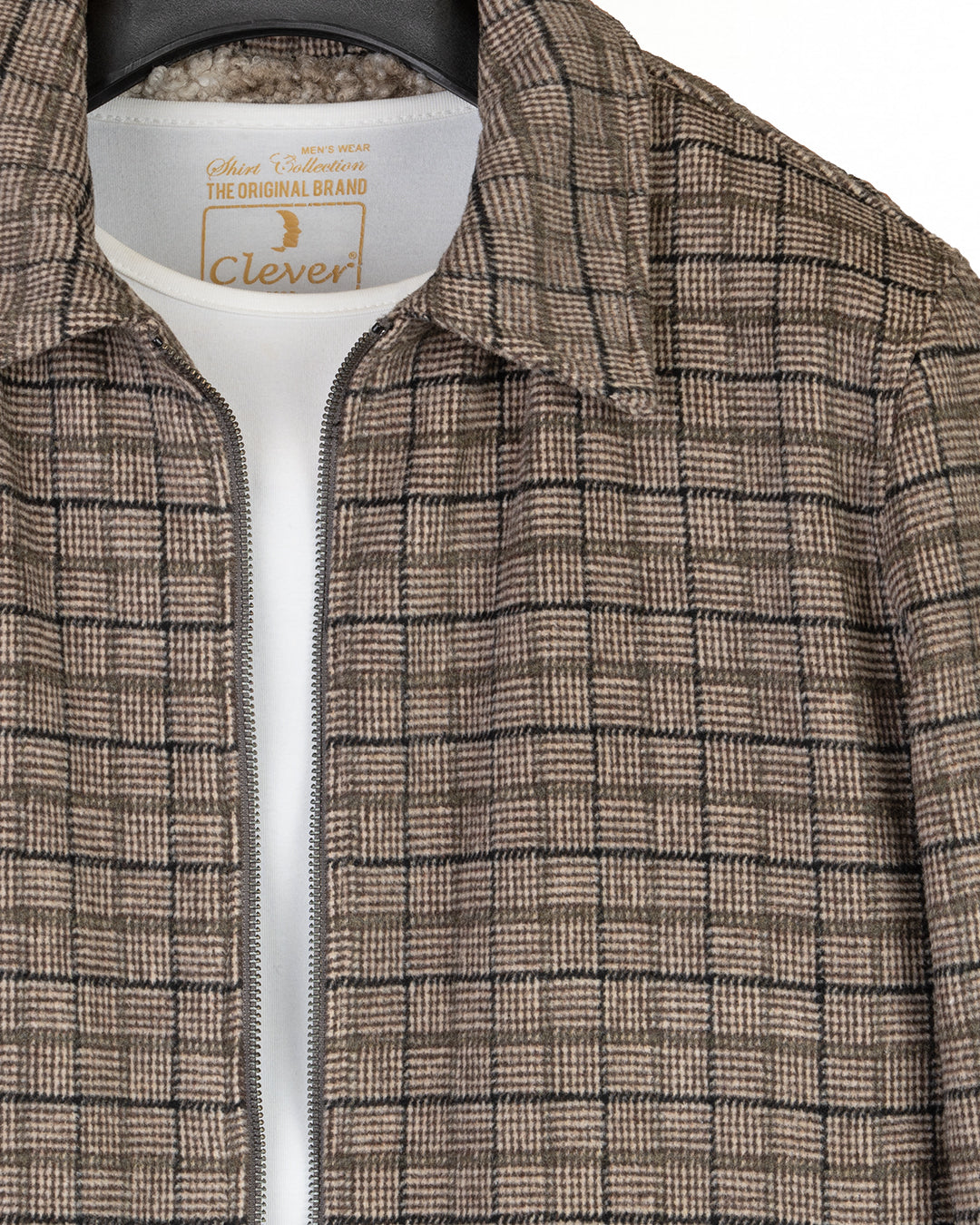 Brown Classic Checkered Blend Wool Jacket