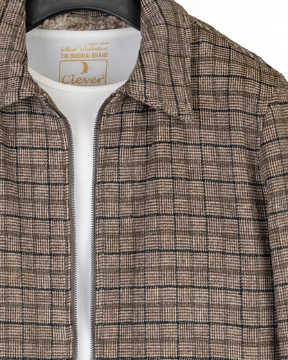 Brown Classic Checkered Blend Wool Jacket