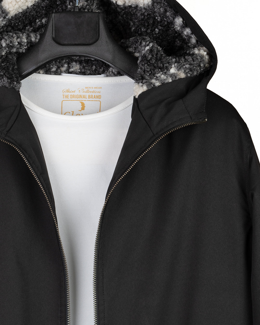 Black Gabardine Winter Jacket with Fur Lining