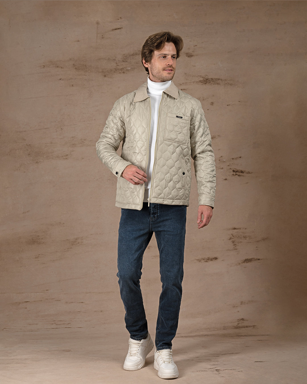 Beige Regular fit waterproof jacket