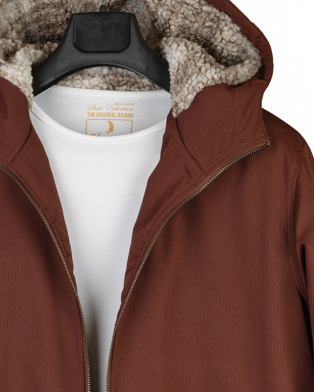 Burgundy Gabardine Winter Jacket with Fur Lining