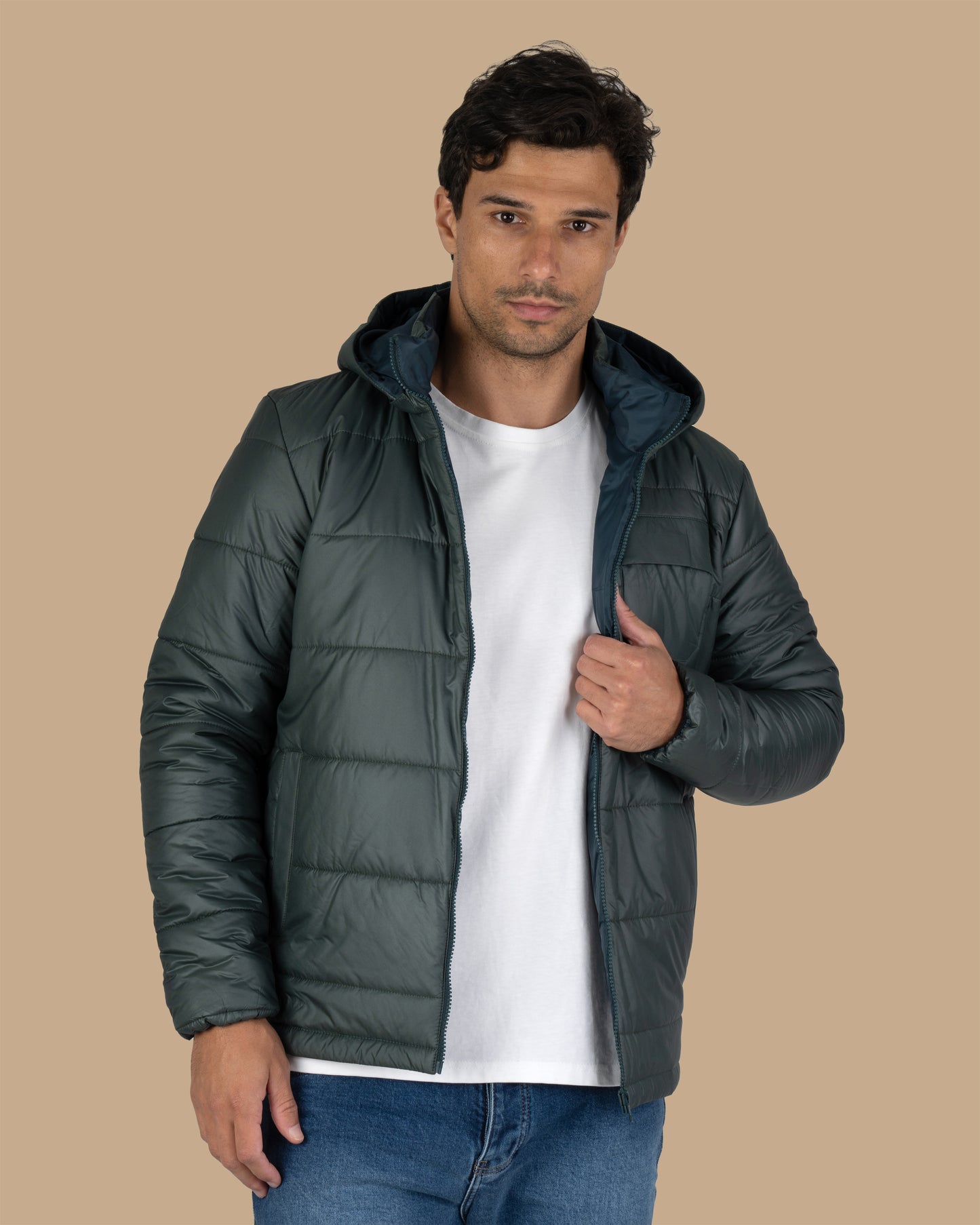 Petrol Blue Waterproof Puffer Jacket