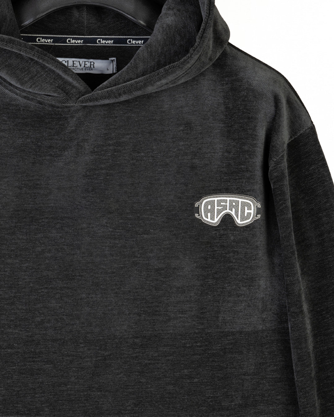 Dark-Grey Plain Velvet Hoodie