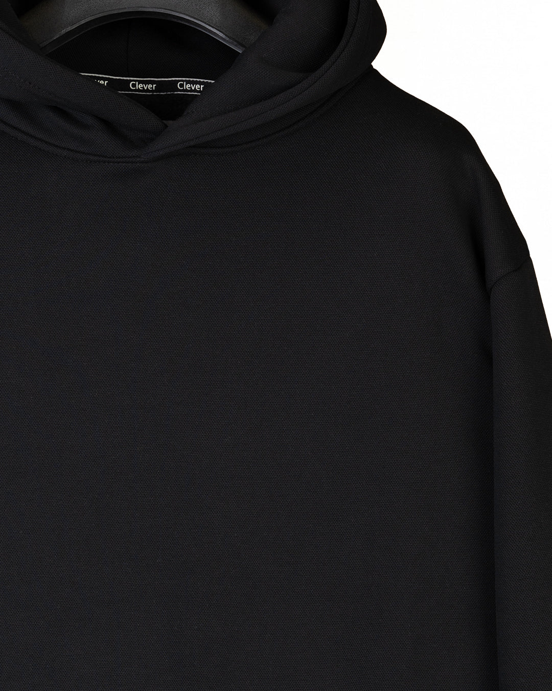 Black Basic Cotton Hoodie