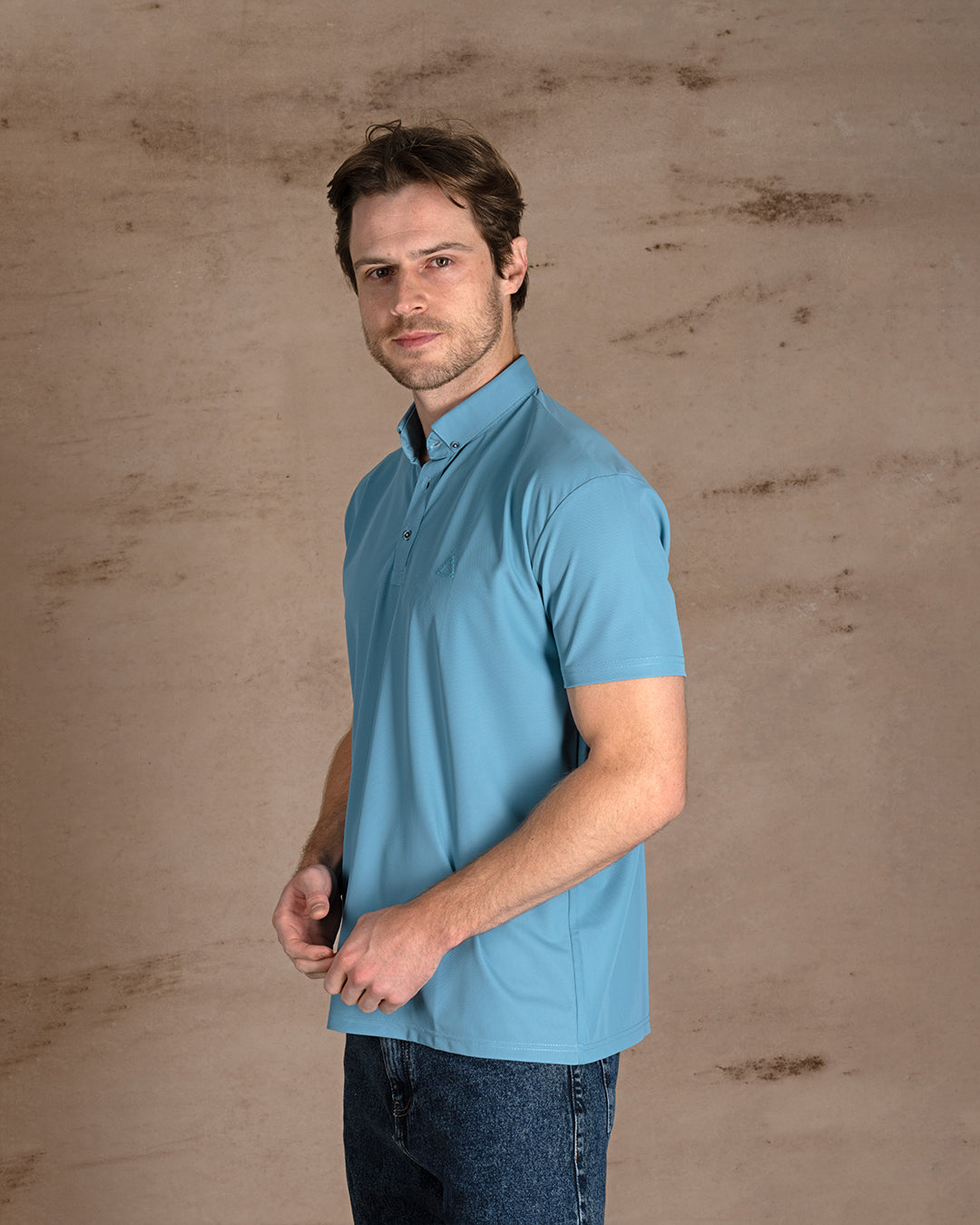 Baby Blue Cotton Polo Shirt Short sleeves