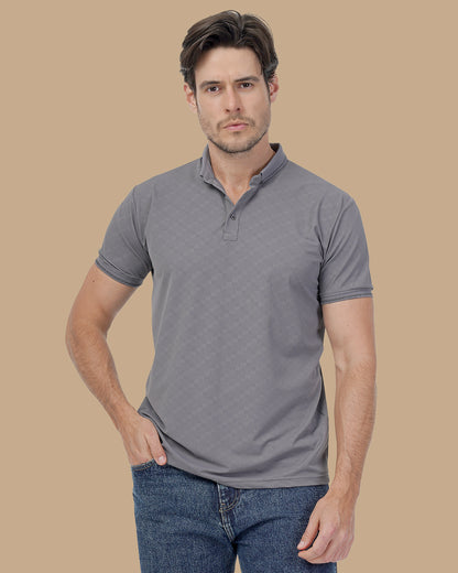 Gray Cotton Polo Shirt