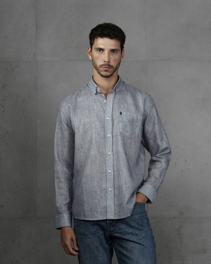 Grey Linen Plain Shirt